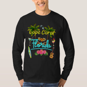 Cape Coral Florida Beach Summer Palm Surf Sun set T-shirt