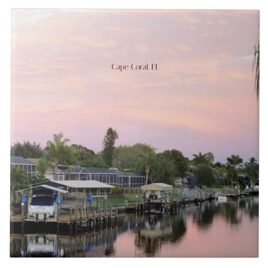 Cape Coral, Florida kanaal Tegeltje (Voorkant)