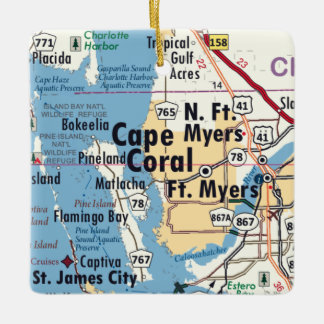 Cape Coral Florida Map Keramisch Ornament