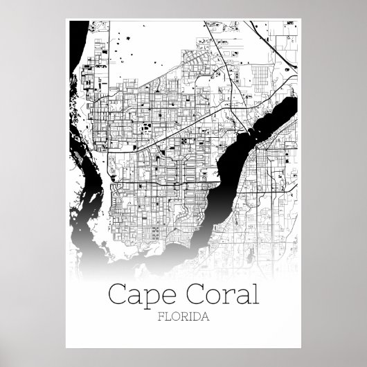 Cape Coral Map - Florida - City Map Poster (Voorkant)