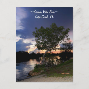 Cape Coral park Canal zonsondergang Briefkaart