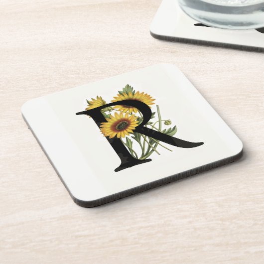 Cape Daisies Monogram R Cork Onderzetter Set (Linkerzijde)