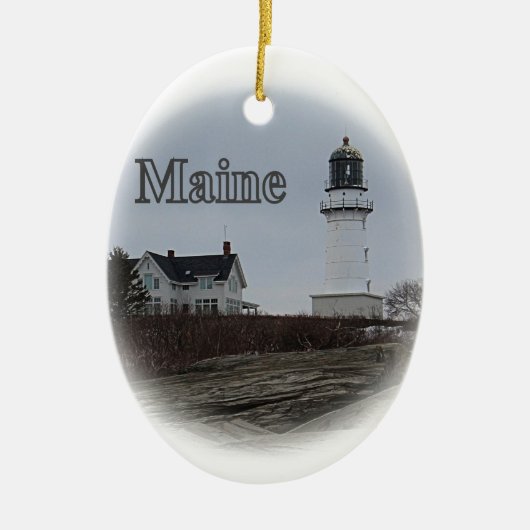 Cape Elizabeth Lighthouse Keramisch Ornament (Voorkant)