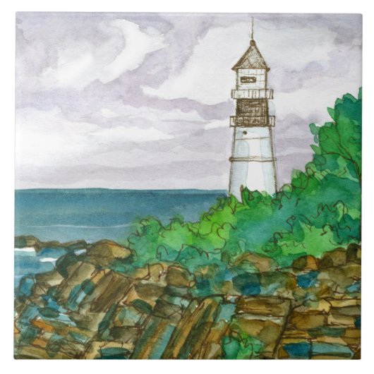 Cape Elizabeth Maine Portland Head Light Tegeltje (Voorkant)