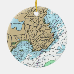 Cape Elizabeth ME Chart Keramisch Ornament