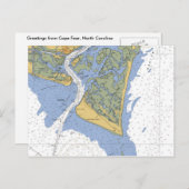 Cape Fear, NC Nautical Chart Briefkaart (Voorkant / Achterkant)