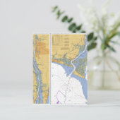 Cape Fear River, carte postale de carte marine NC (Debout devant)