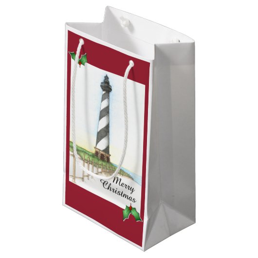 Cape Hatteras Lighthouse Holiday Gift Bag Klein Cadeauzakje (Voorkant Gekanteld)