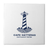 Cape Hatteras Lighthouse – Nautical Blue & White Tegeltje (Voorkant)