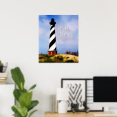 Cape Hatteras Lighthouse Poster Tekst buitenbanken (Thuiskantoor)