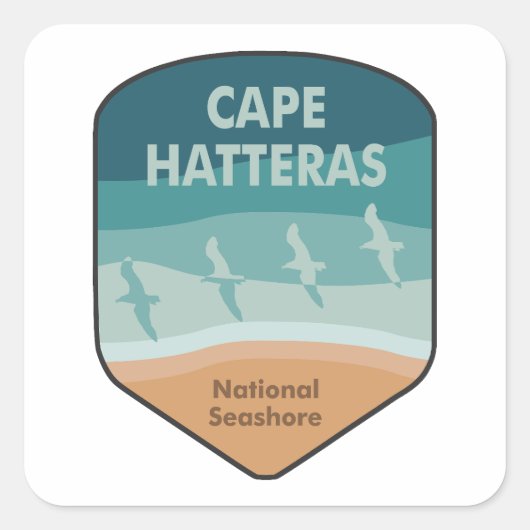 Cape Hatteras National Seashore Seagulls Vierkante Sticker (Voorkant)