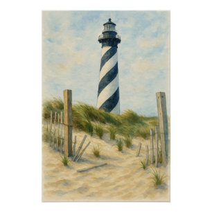 Cape Hatteras Vuurtoren Aquarel Perfect Poster