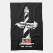 Cape Hatteras Vuurtoren zwart-wit Theedoek (Verticaal)