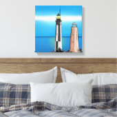 Cape Henry Lighthouses 's nachts Canvas Afdruk (Insitu (Slaapkamer))