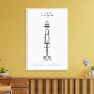 Cape Henry-vuurtoren - Virginia - BD Canvas Afdruk