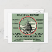 Cape-kabeljauw Capitol Brand Cranberry Label Briefkaart (Voorkant / Achterkant)