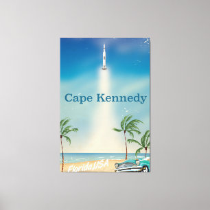 Cape Kennedy  Saturn poster met vijf raketten Canvas Afdruk