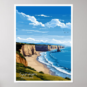Cape Kidnappers Nieuw-Zeeland Reis illustratie Poster
