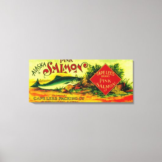 Cape Lees Salmon Can LabelBurroughs Bay, AK Canvas Afdruk (Voorkant)