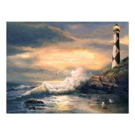 Cape Lookout Lighthouse North Carolina bij Sunset Foto Afdruk