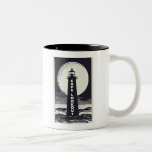 Cape Lookout Lighthouse North Carolina Maan Tweekleurige Koffiemok