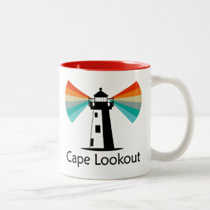 Cape Lookout Lighthouse North Carolina Regenboog Tweekleurige Koffiemok