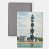Cape Lookout Lighthouse Watercolor Magneet (Voorkant / Achterkant)