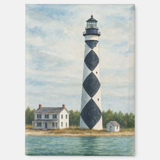 Cape Lookout Lighthouse Watercolor Magneet (Voorkant)