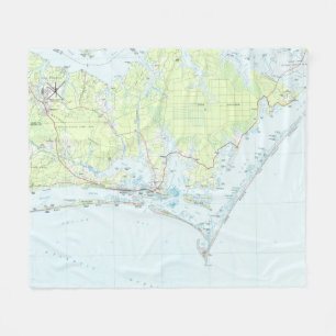 Cape Lookout National Seashore & Morehead City Map Fleece Deken