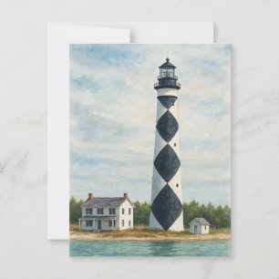 Cape Lookout Vuurtoren Aquarel Briefkaart