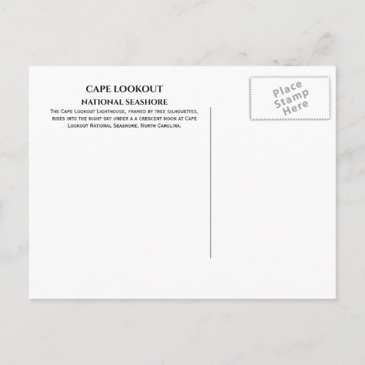 Cape Lookout vuurtoren bij nacht Briefkaart (Achterkant)