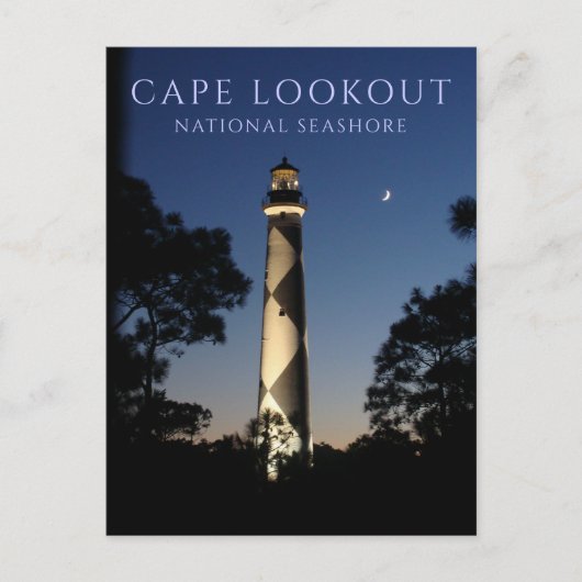 Cape Lookout vuurtoren bij nacht Briefkaart (Voorkant)