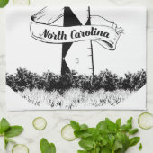 Cape Lookout, vuurtoren zwart-wit Theedoek (Gevouwen)