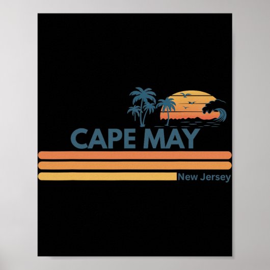 Cape May Beach New Jersey Summer Palm Tree Men Wom Poster (Voorkant)