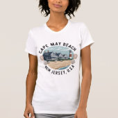 Cape May Beach Retro Vignette T-shirt (Voorkant)