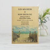 Cape May Beach Vintage Wedding Invitation Kaart (Staand voorkant)