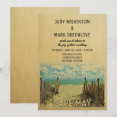 Cape May Beach Vintage Wedding Invitation Kaart (Voorkant / Achterkant)