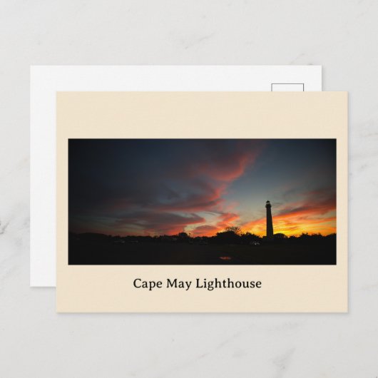 Cape May Lighthouse Sunset Postcard Feestdagenkaart (Voorkant / Achterkant)