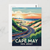 Cape May New Jersey Illustratie Reis Briefkaart (Voorkant / Achterkant)