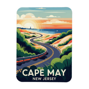 Cape May New Jersey Illustratie Reis Briefkaart Magneet