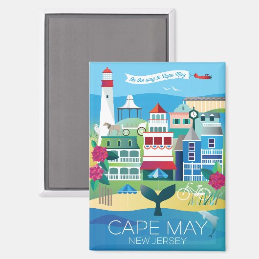 Cape May, New Jersey Koelkastmagneet Magneet (Voorkant / Achterkant)