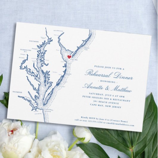 Cape May New Jersey Map Navy Rehearsal Dinner Kaart