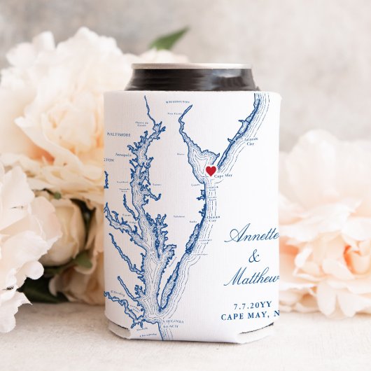 Cape May New Jersey Map Wedding Favor Drink Blikjeskoeler