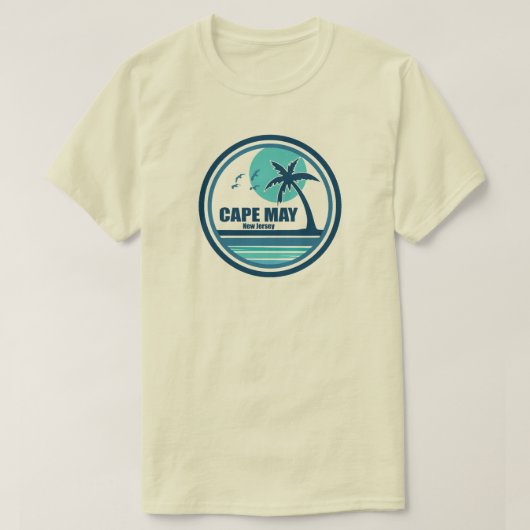 Cape May New Jersey Palmboom Vogels T-shirt (Design voorkant)