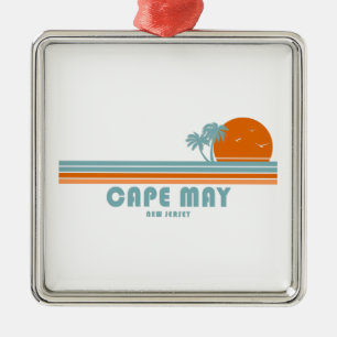 Cape May New Jersey Sun Palm Trees Metalen Ornament