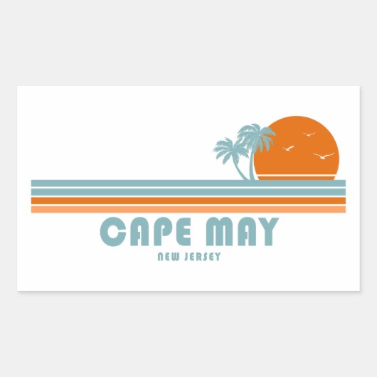 Cape May New Jersey Sun Palm Trees Rechthoekige Sticker (Voorkant)
