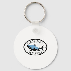 Cape May New Jersey Vissen Haai Vis Strand Boot Sleutelhanger