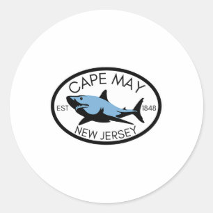 Cape May New Jersey Vissen Haai Vis Strand Boottoc Ronde Sticker
