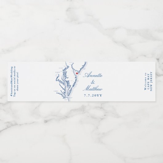 Cape May New Jersey Wedding Waterfles Etiket (Enkel label)