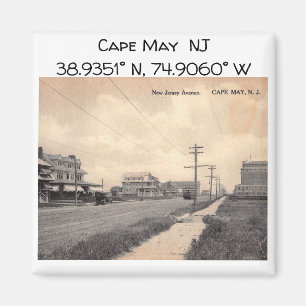 Cape May NJ Map Coördineert  stijl Magneet